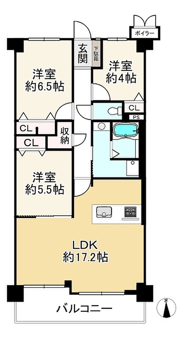ライオンズマンション明石大久保(3LDK) 9階の間取り図