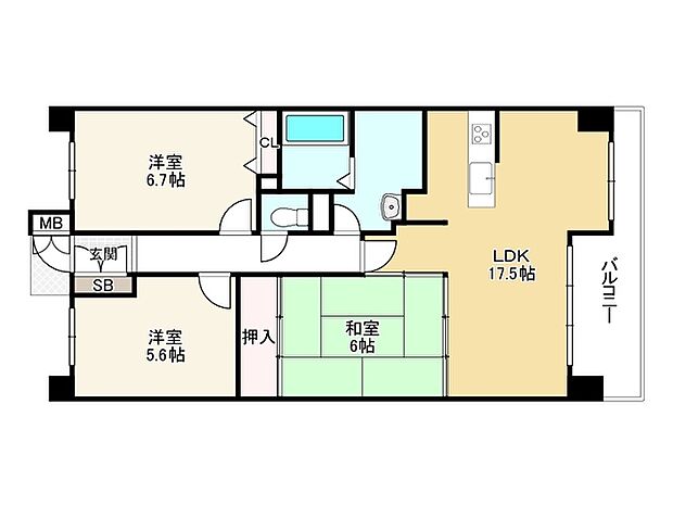 グローバル魚住II(3LDK) 8階の内観