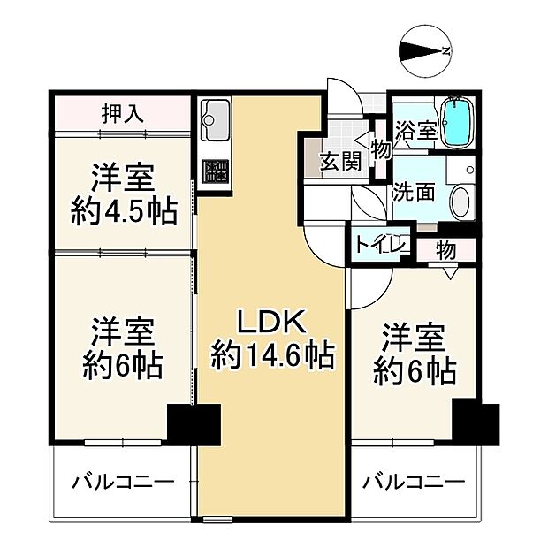 コスモヒルズ北野田(3LDK) 2階の間取り図
