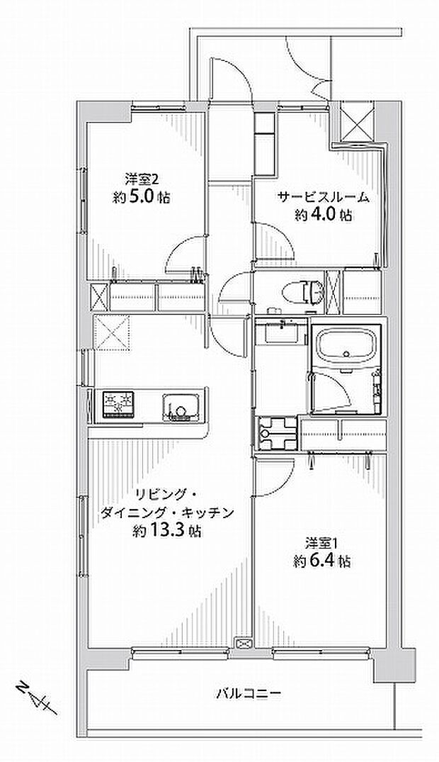シオン西岡本(2SLDK) 3階の間取り図
