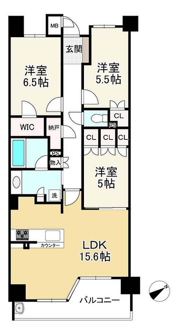 ジ・アーバネックス神戸山本通(3LDK) 2階の間取り図