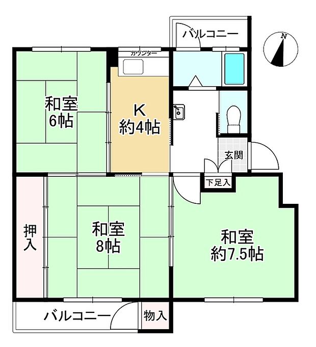 鶴甲コーポ3号館(3K) 5階の内観