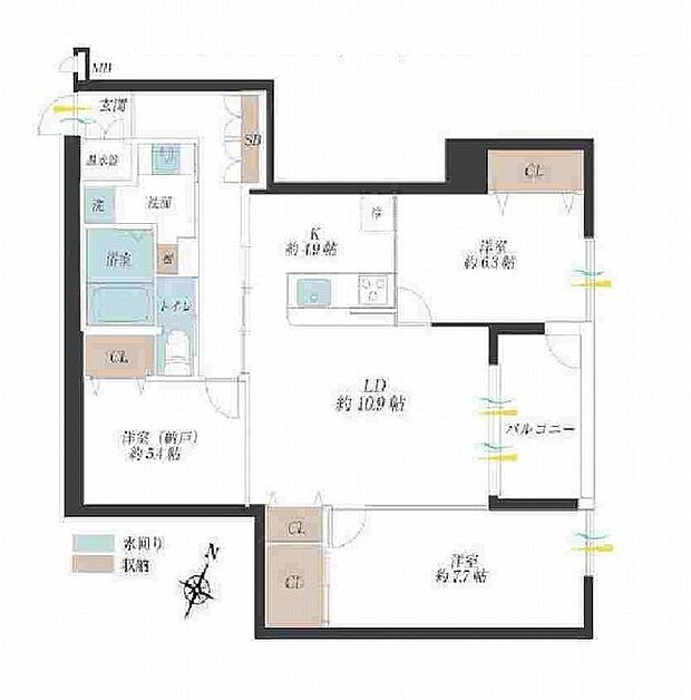 新神戸アパートメント(2SLDK) 2階の内観