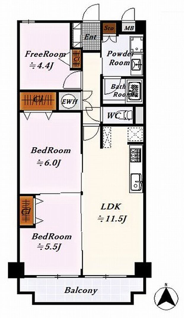 ハイマート東灘(2SLDK) 5階の間取り図