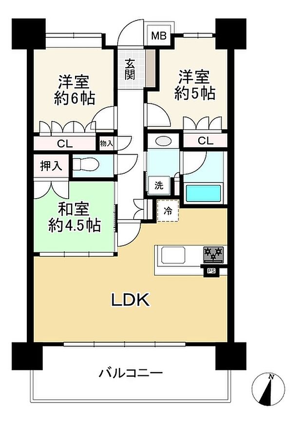 ザ・パークハウス神戸元町(3LDK) 8階の間取り図