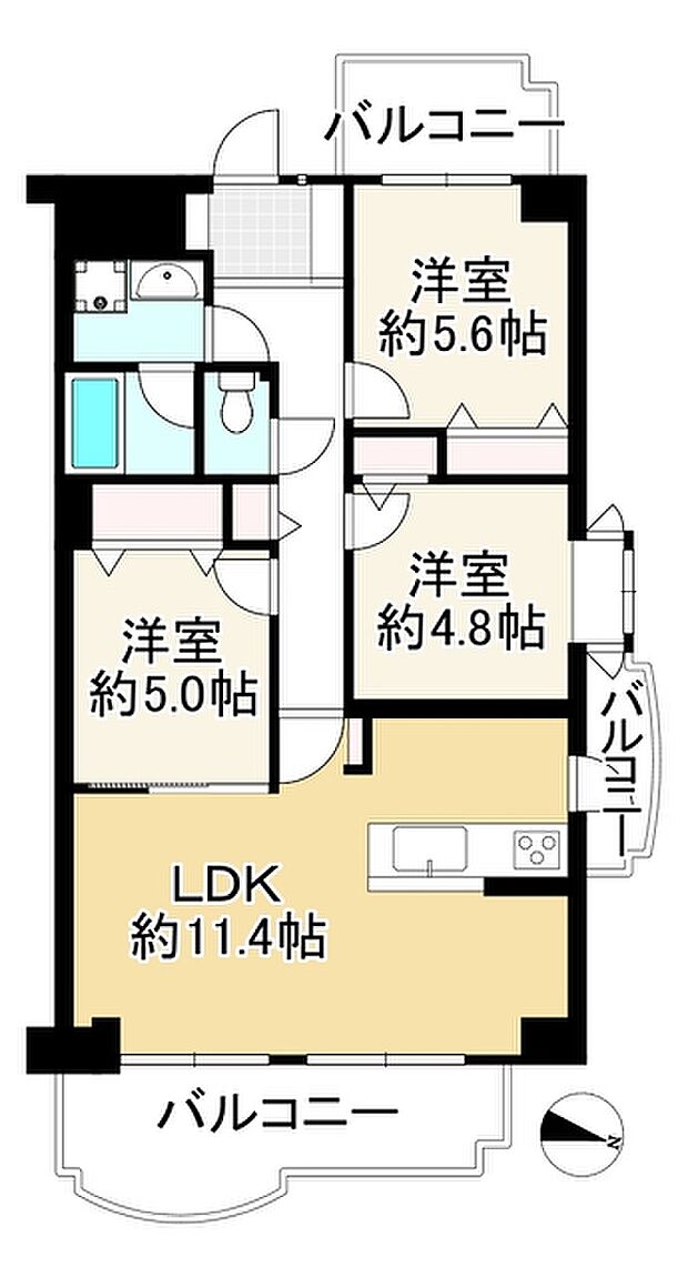 サングレール・フェニング(3LDK) 3階の間取り図