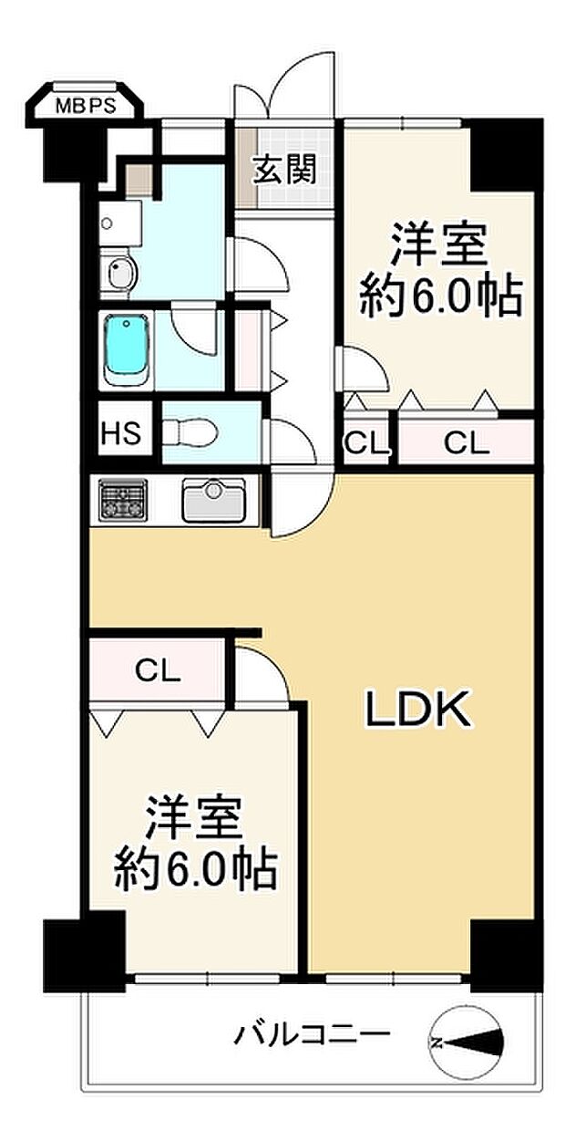 シャルム堺(2LDK) 10階の間取り図
