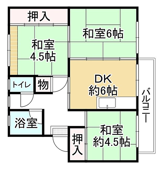 浅香山住宅3号棟(3DK) 5階の間取り図