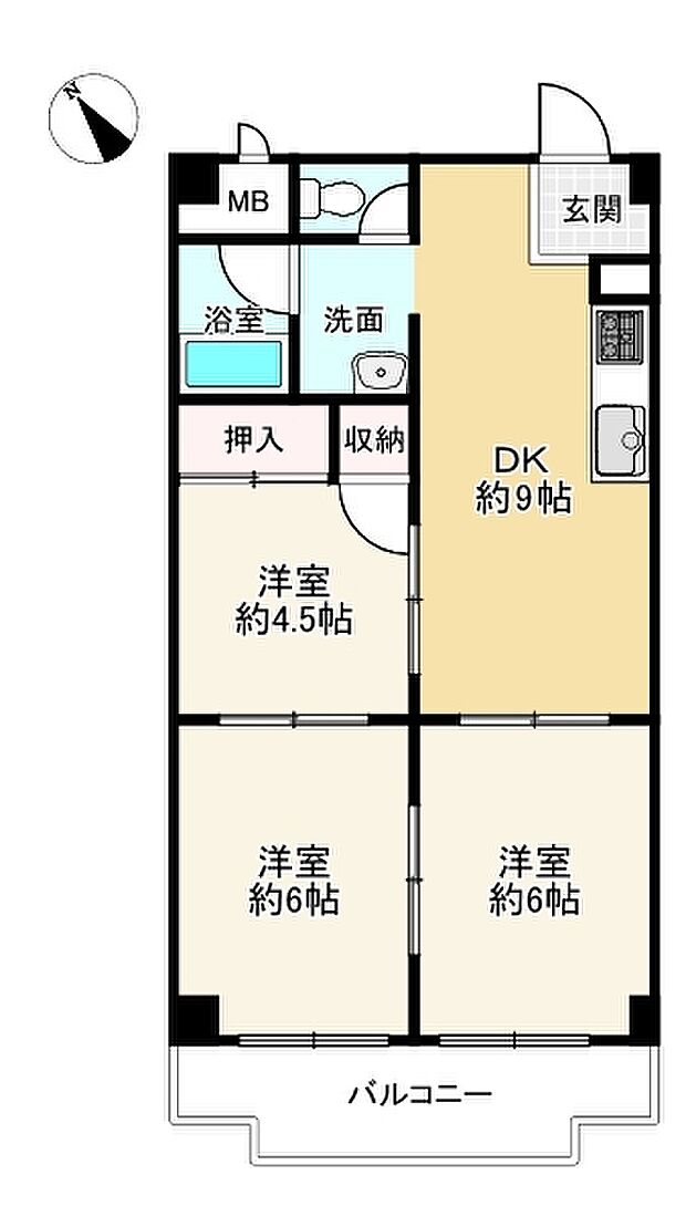 昭和パレス魚住(3DK) 2階の間取り図