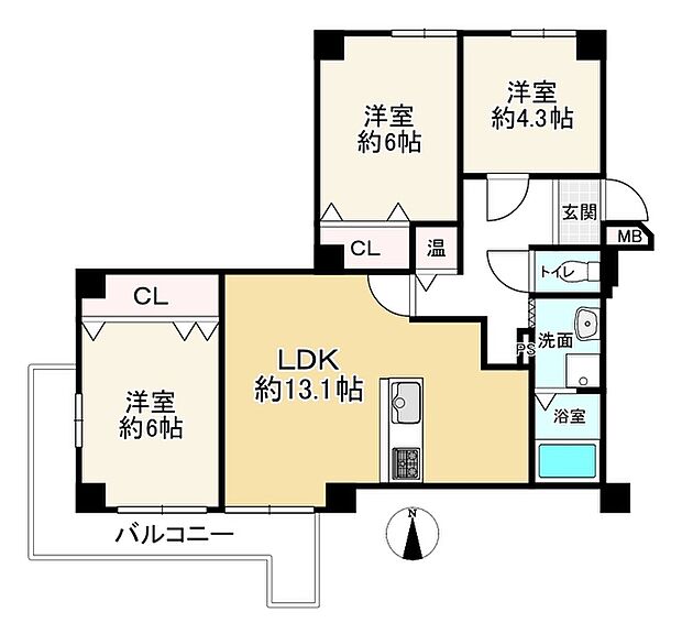 マンハイム桂(3LDK) 4階の間取り図