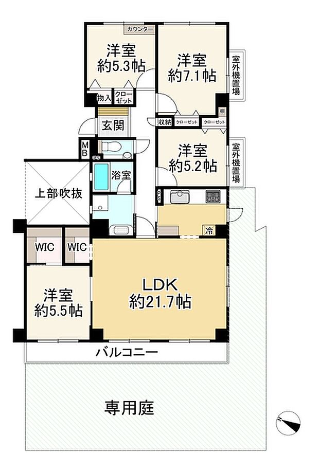 コモンシティ星田ヴェルデコート5番館(4LDK) 1階の間取り図