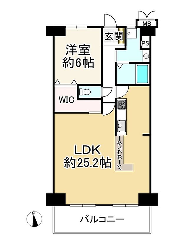 サンマンションアトレ大津堅田(1LDK) 5階の間取り図