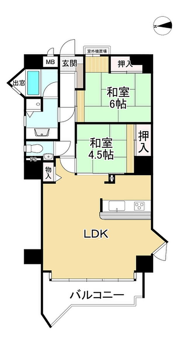 セザール琵琶湖大橋(2LDK) 4階の間取り図