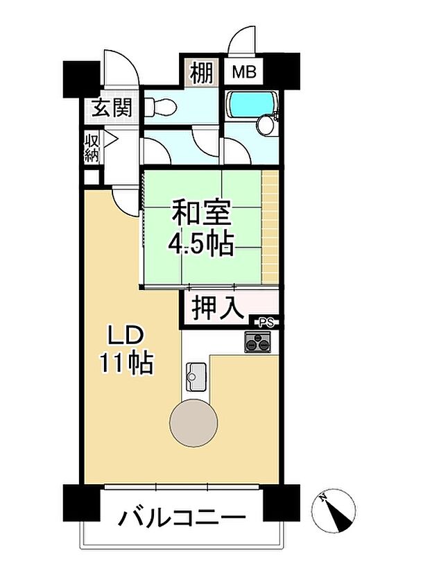 琵琶湖アーバンリゾートIII番館(1LDK) 10階の間取り図