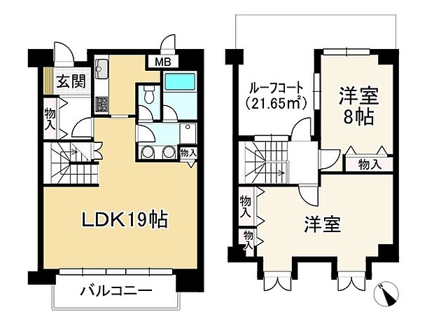 琵琶湖アーバンリゾートI番館(2LDK) 14階の間取り図