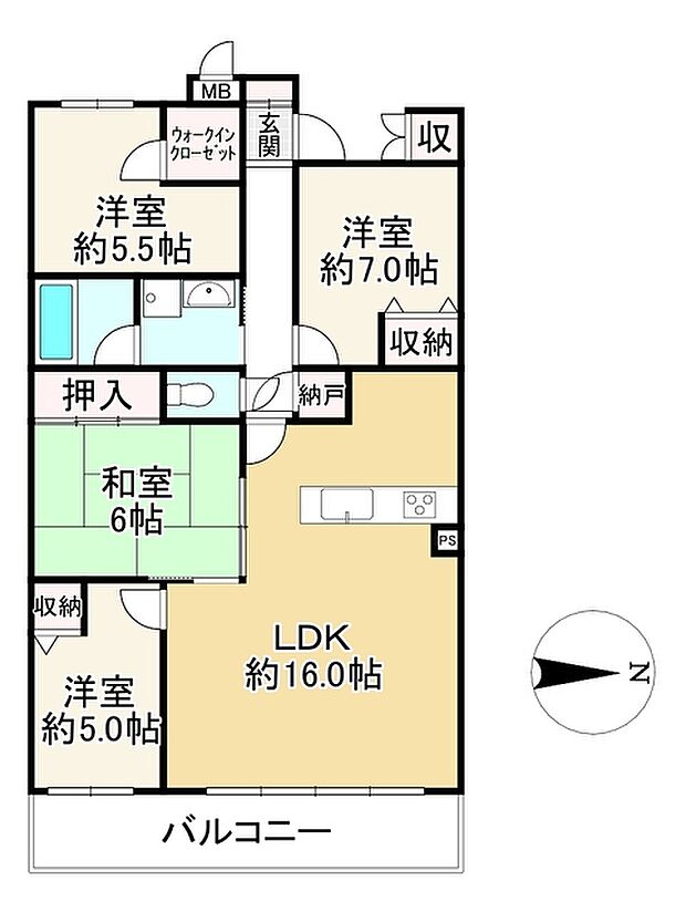 パデシオン西大津(4LDK) 4階の間取り図