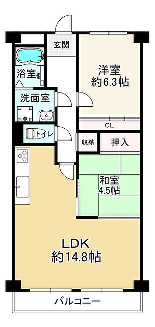 関目グリーンハイツＣ棟(2LDK) 9階の間取り図