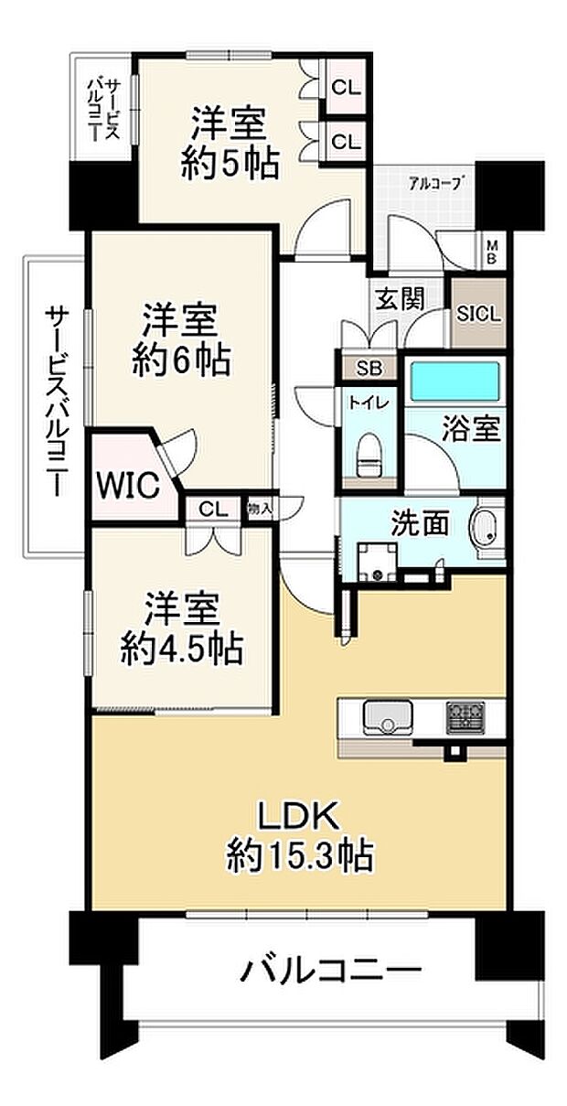 カサーレ鶴見ノースプレイス(3LDK) 10階の間取り図