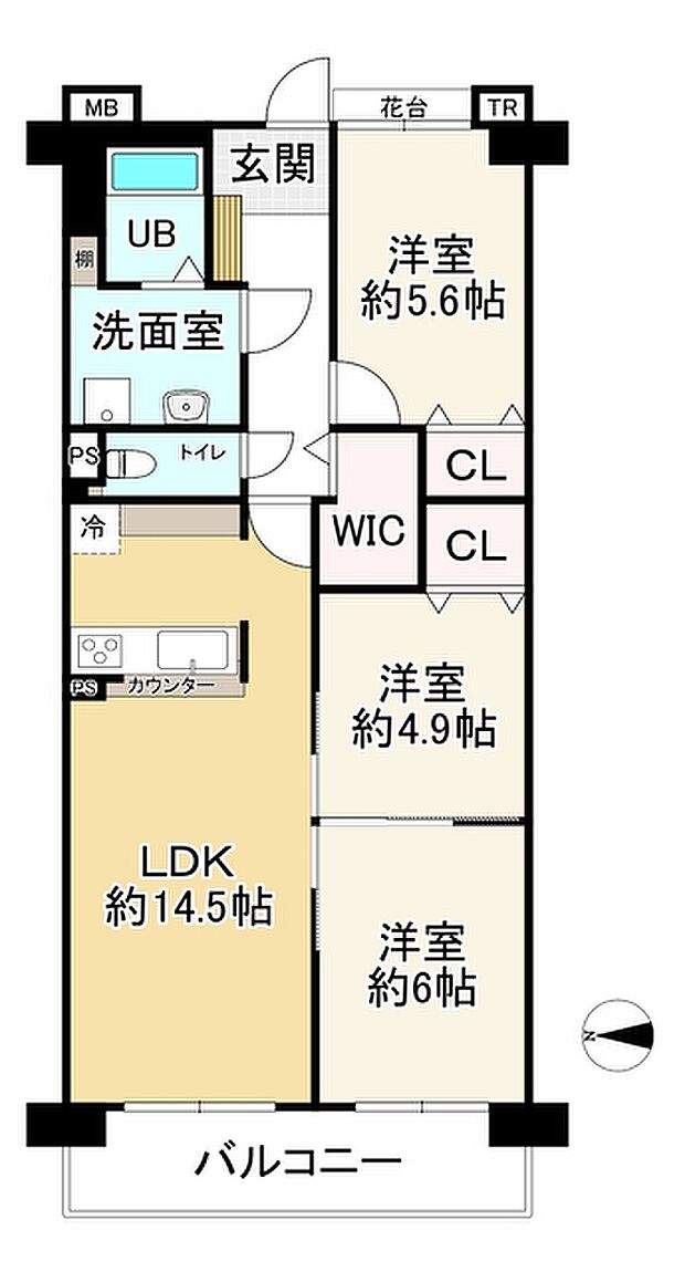 サンメゾン・イースト(3LDK) 11階の間取り図