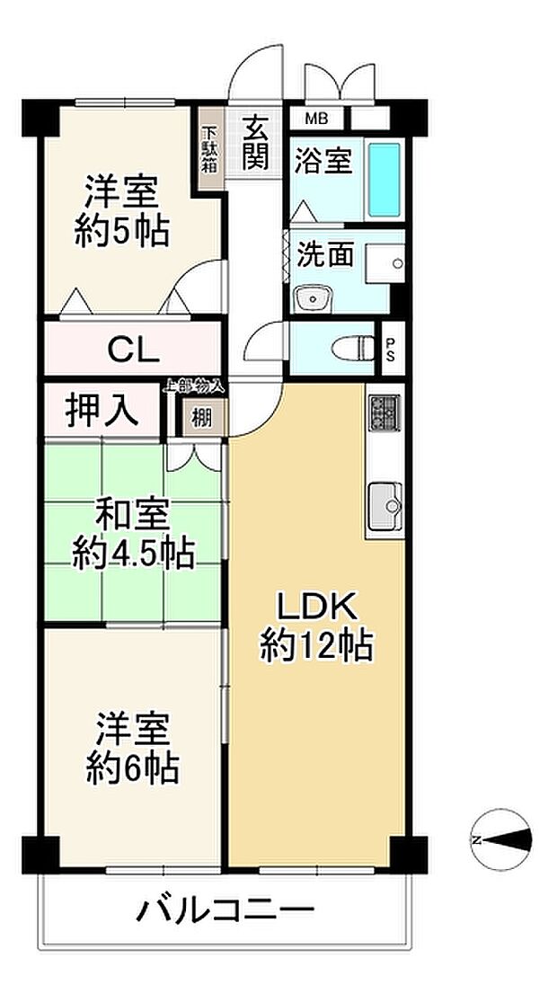 蒲生コーポ(3LDK) 8階の間取り図