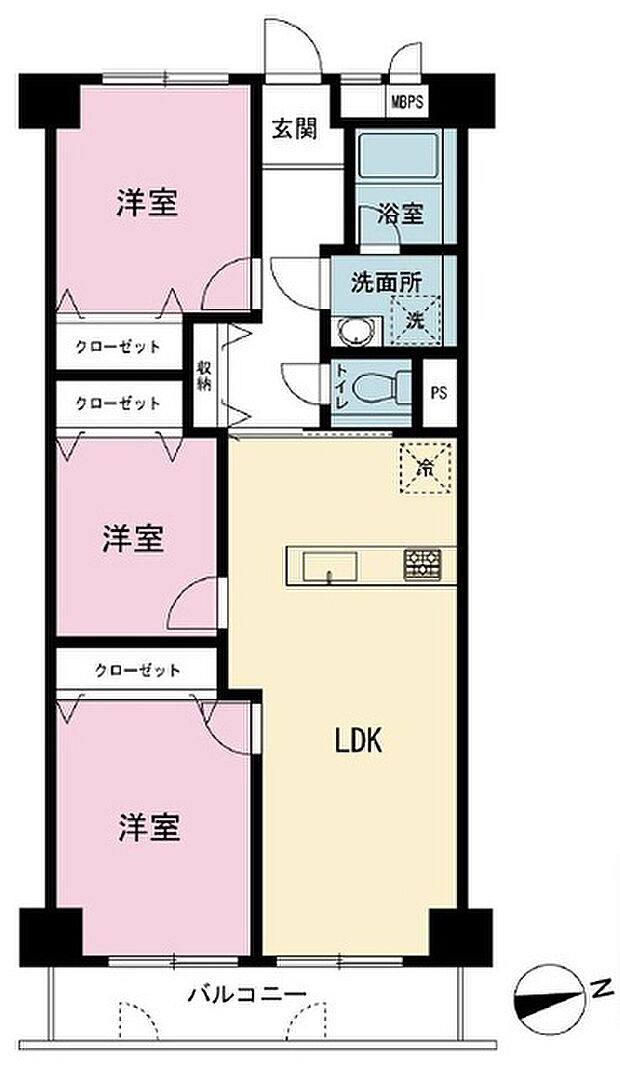 関目グリーンハイツＡ棟(3LDK) 8階の間取り図