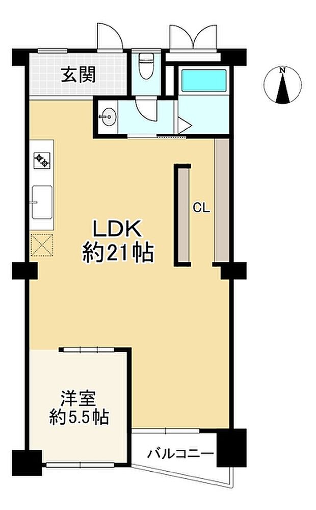 旭コーポ Ｃ棟(1LDK) 7階の間取り図