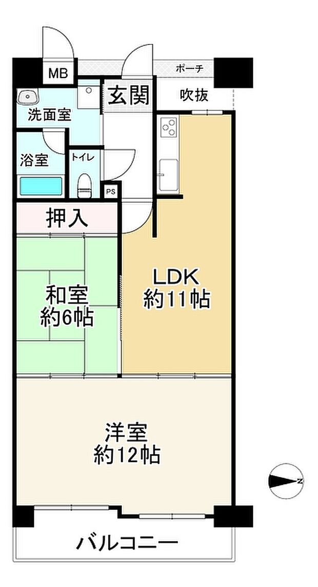 シャトー・サンパークスクエア(2LDK) 15階の間取り図