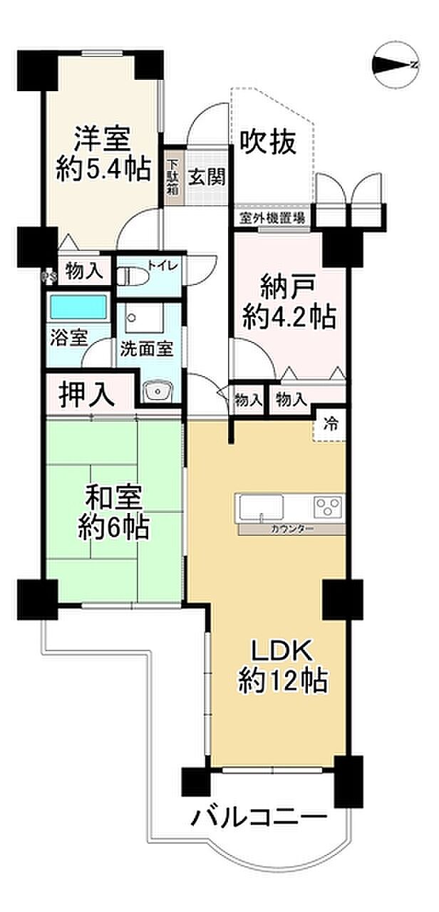 コスモ鶴見緑地(2SLDK) 3階の間取り図