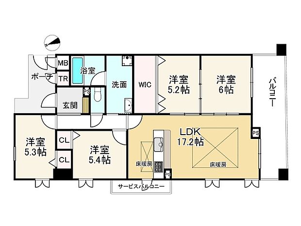 ディアエスタミオ別府ラフィナス(4LDK) 3階の間取り図