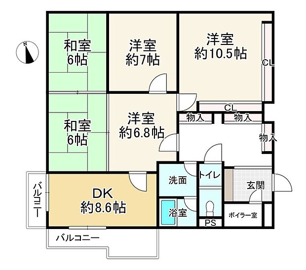 三国ヶ丘グリーンハイツ(5DK) 3階の間取り図