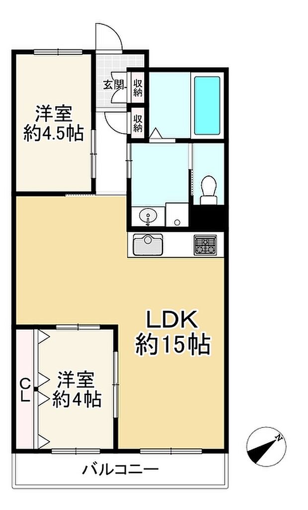 天王寺パークマンション(2LDK) 7階の間取り図