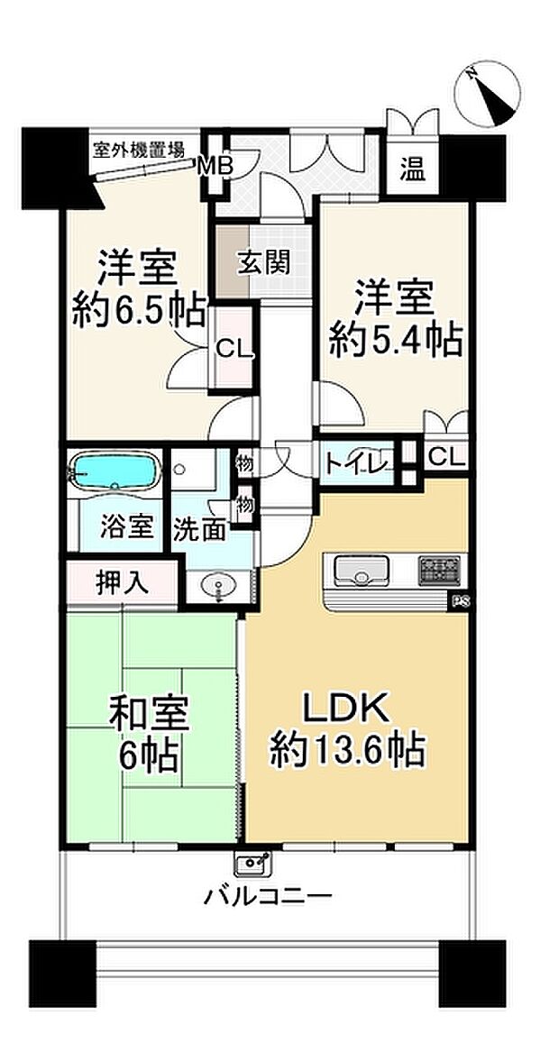堺駅前アーバンコンフォート(3LDK) 3階の間取り図
