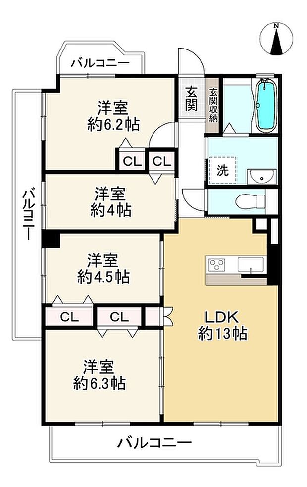 ポポロあびこ(4LDK) 5階の間取り図