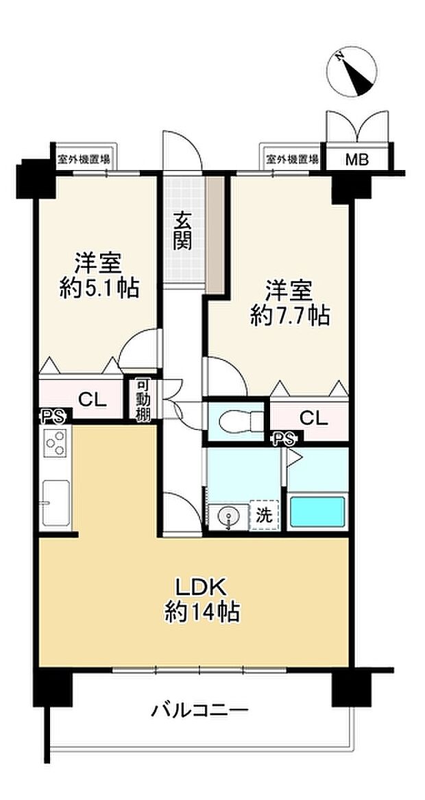 ベルメイト長居(2LDK) 3階の間取り図