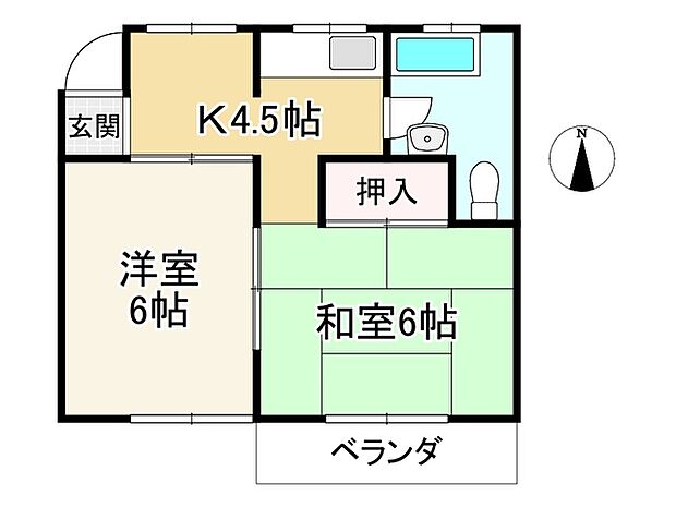 西野山マンション(2K) 4階の間取り図