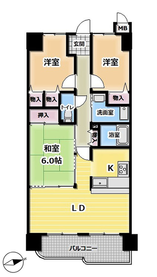 ルネ伏見東(3LDK) 3階の間取り図