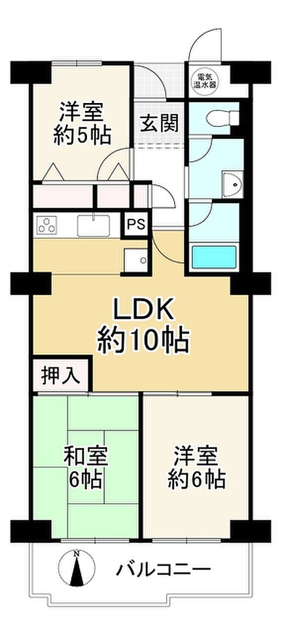 サンハイツ宝塚五月台Ａ棟(3LDK) 5階の間取り図