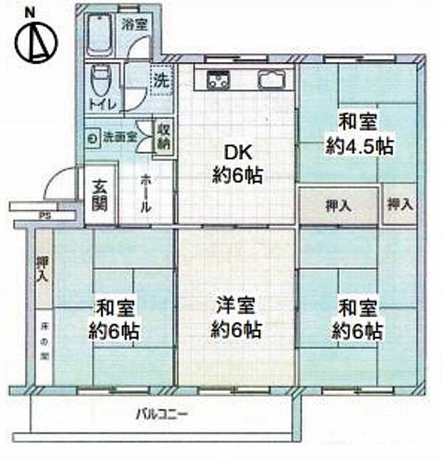 清和台住宅団地18号棟(4DK) 3階の間取り図