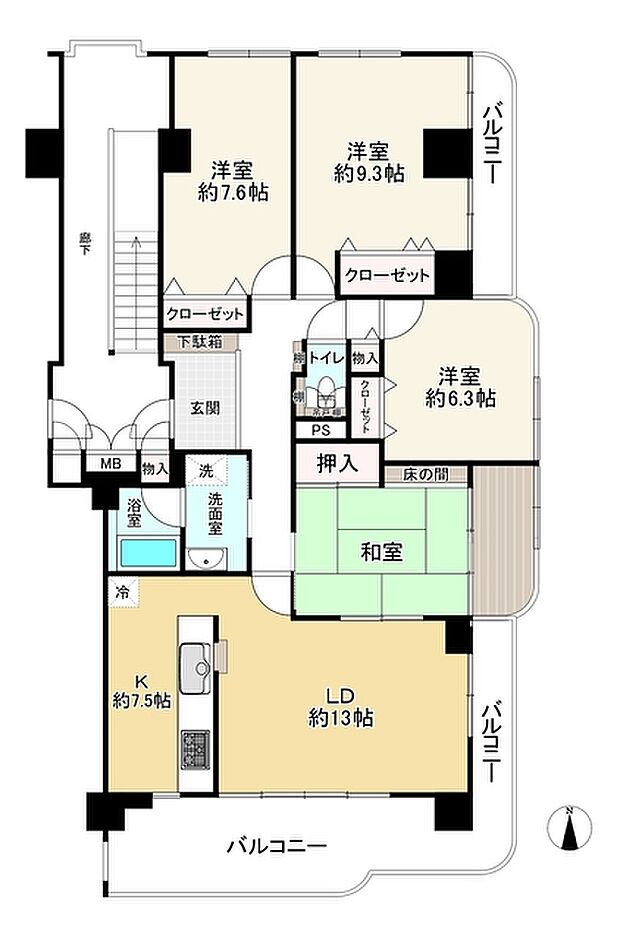 阪急池田伏尾台セラージュ(4LDK) 8階の間取り図