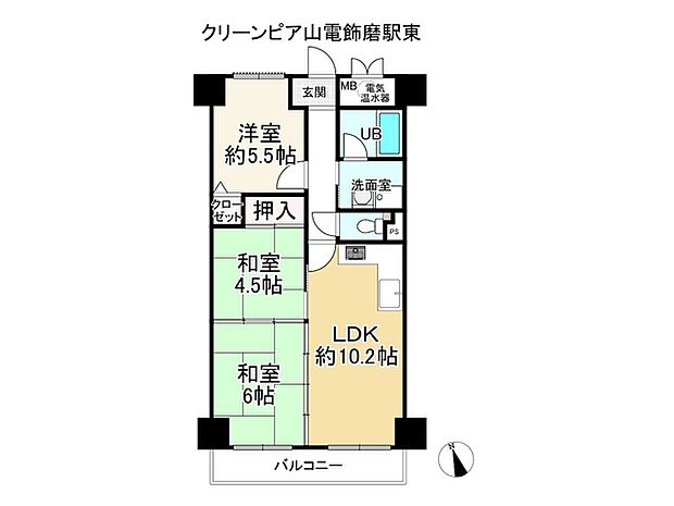クリーンピア山電飾磨駅東(3LDK) 8階の間取り図