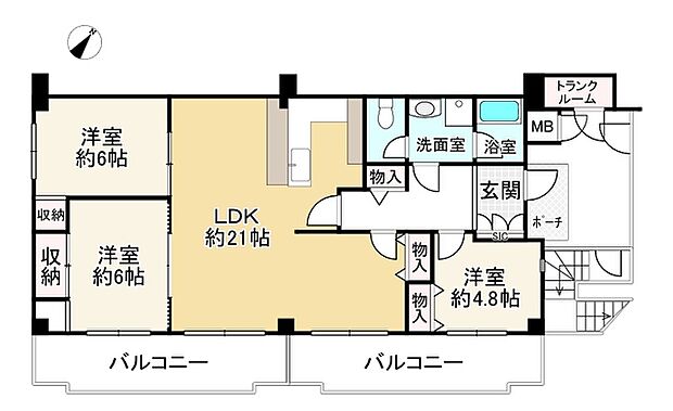 グランドメゾン姫路(3LDK) 2階の間取り図