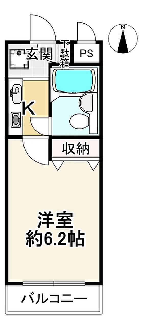 デトム・ワン東福寺(1K) 2階の間取り図