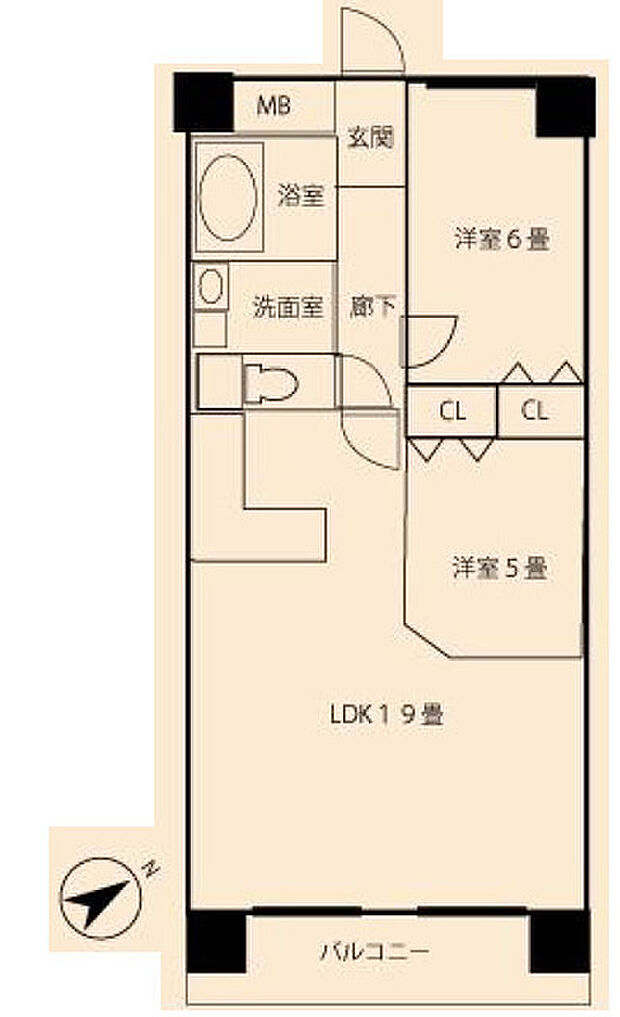 明石アーバンライフ(2LDK) 9階の間取り図