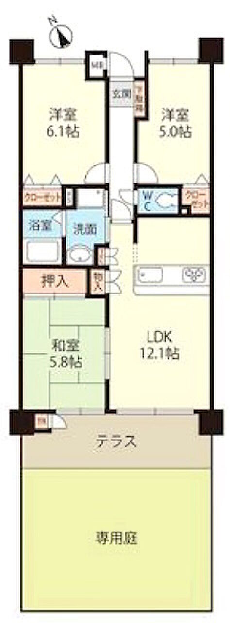 グランプレステージ西神戸II(3LDK) 1階の間取り図