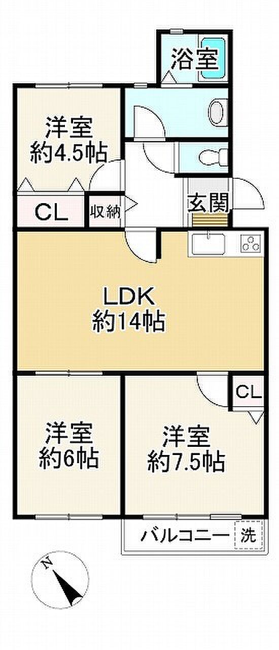 垂水高丸住宅3号棟(3LDK) 4階の内観