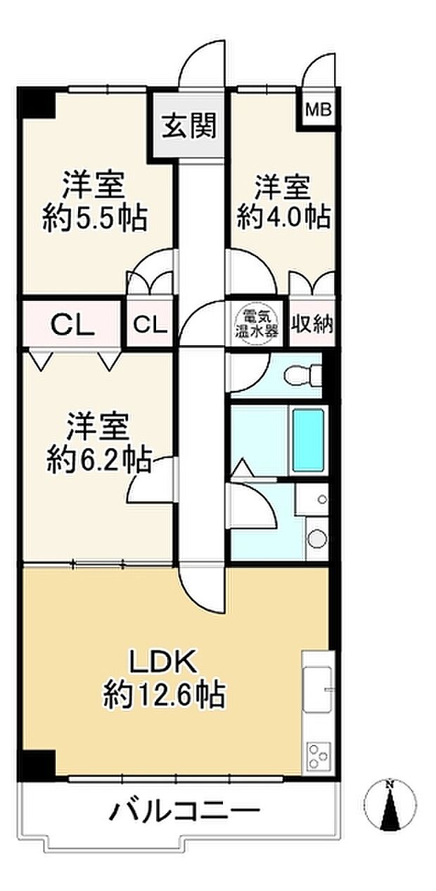 藤和明石公園ハイタウン弐号棟(3LDK) 8階の間取り図