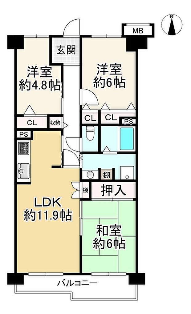 コープ野村高取台(3LDK) 6階の間取り図