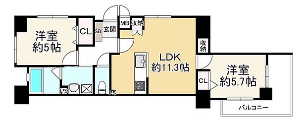 ワコーレ長田綜合ビル(2LDK) 11階の内観