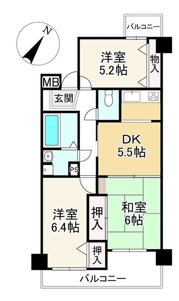 サニークレスト野洲(3LDK) 3階の間取り図
