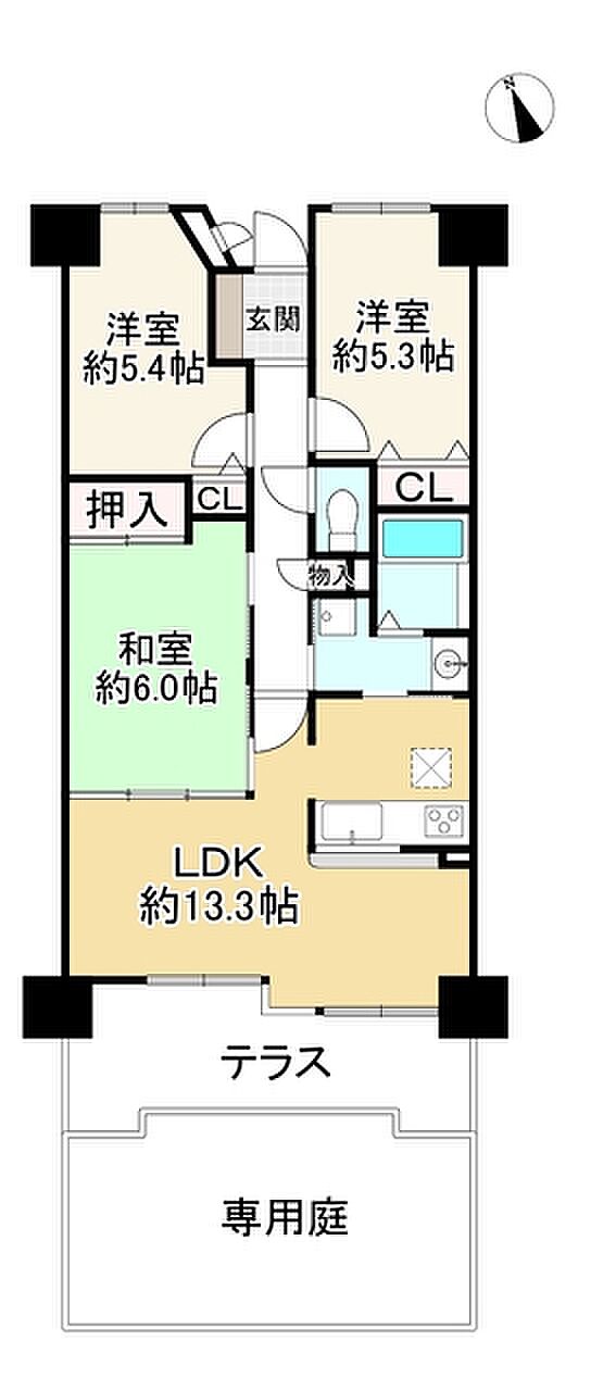 フォルクローレ草津東(3LDK) 1階の間取り図
